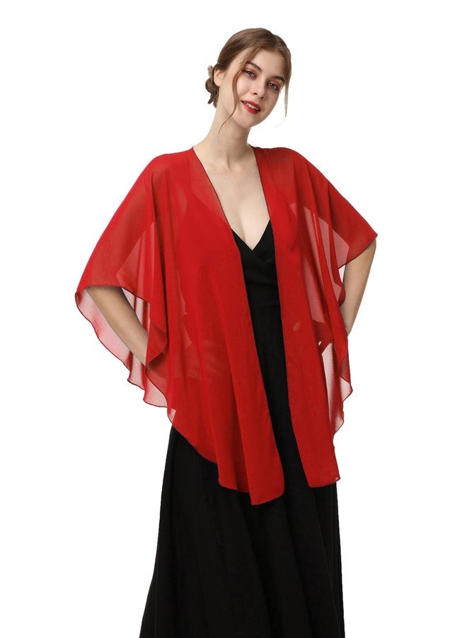 Hotshawl Womens Chiffon Shawls and Wraps, Wedding Party Shawl Scarf for Evening Dresses (Red) - Image 2